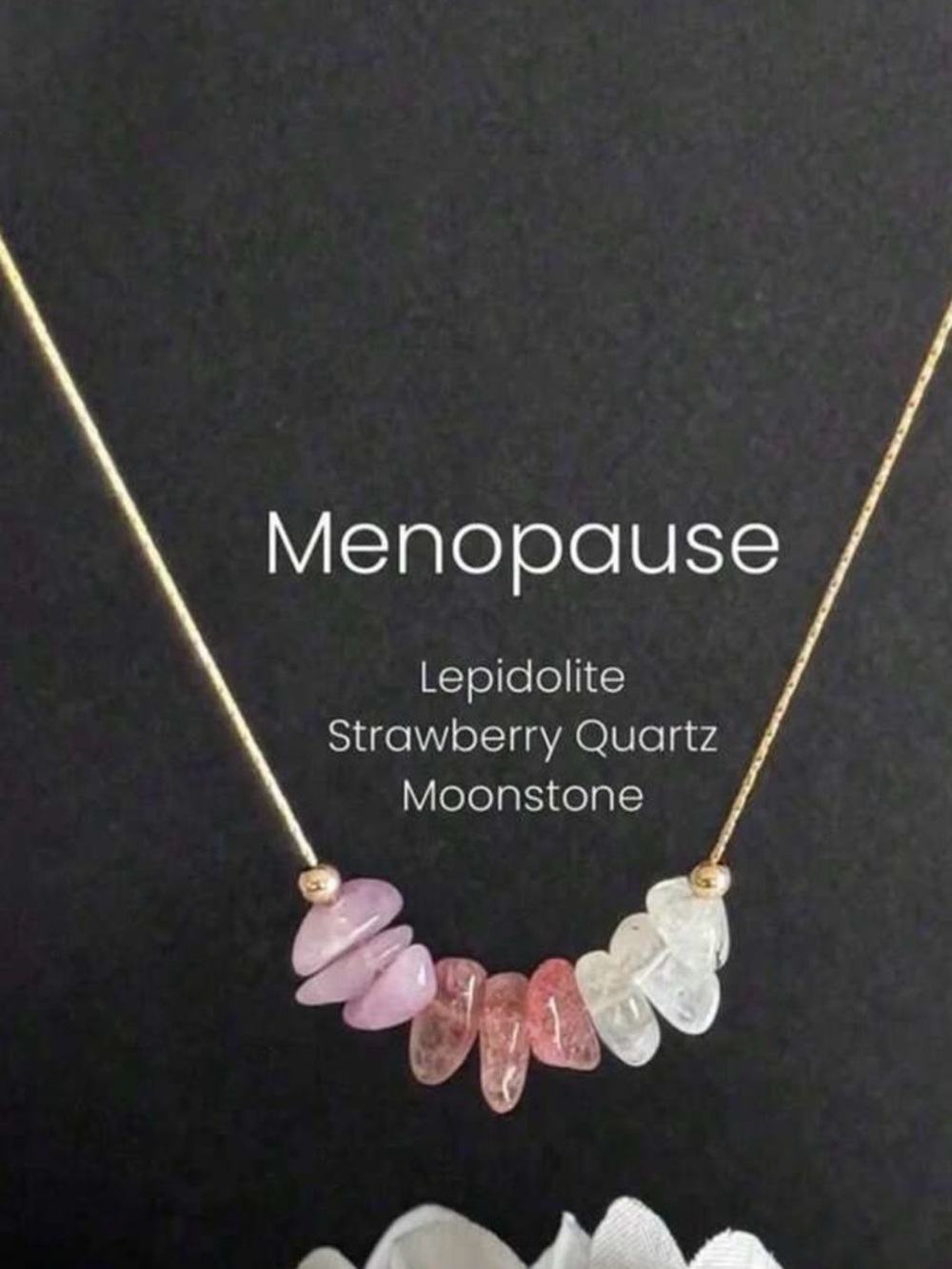 Lepidolite, Strawberry Quartz & Moonstone Gradient Necklace Gold Tone